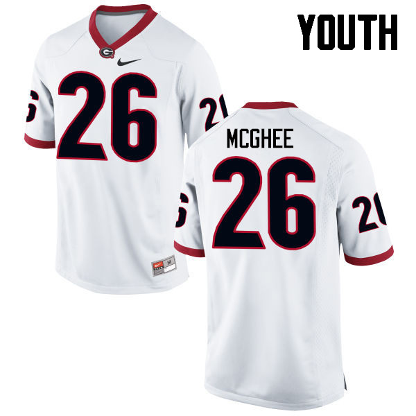 Youth Georgia Bulldogs #26 Tyrique McGhee College Football Jerseys-White - Click Image to Close